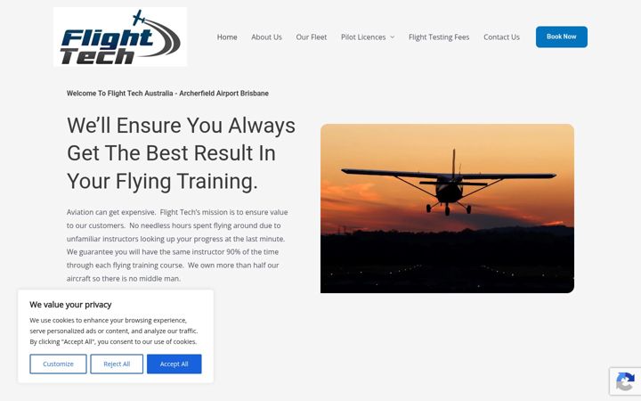 Snímek obrazovky flighttech.com.au