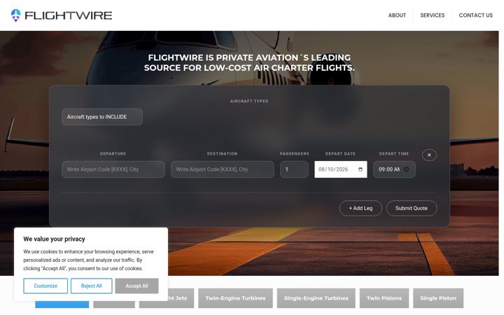 Screenshot stránky flightwire.net