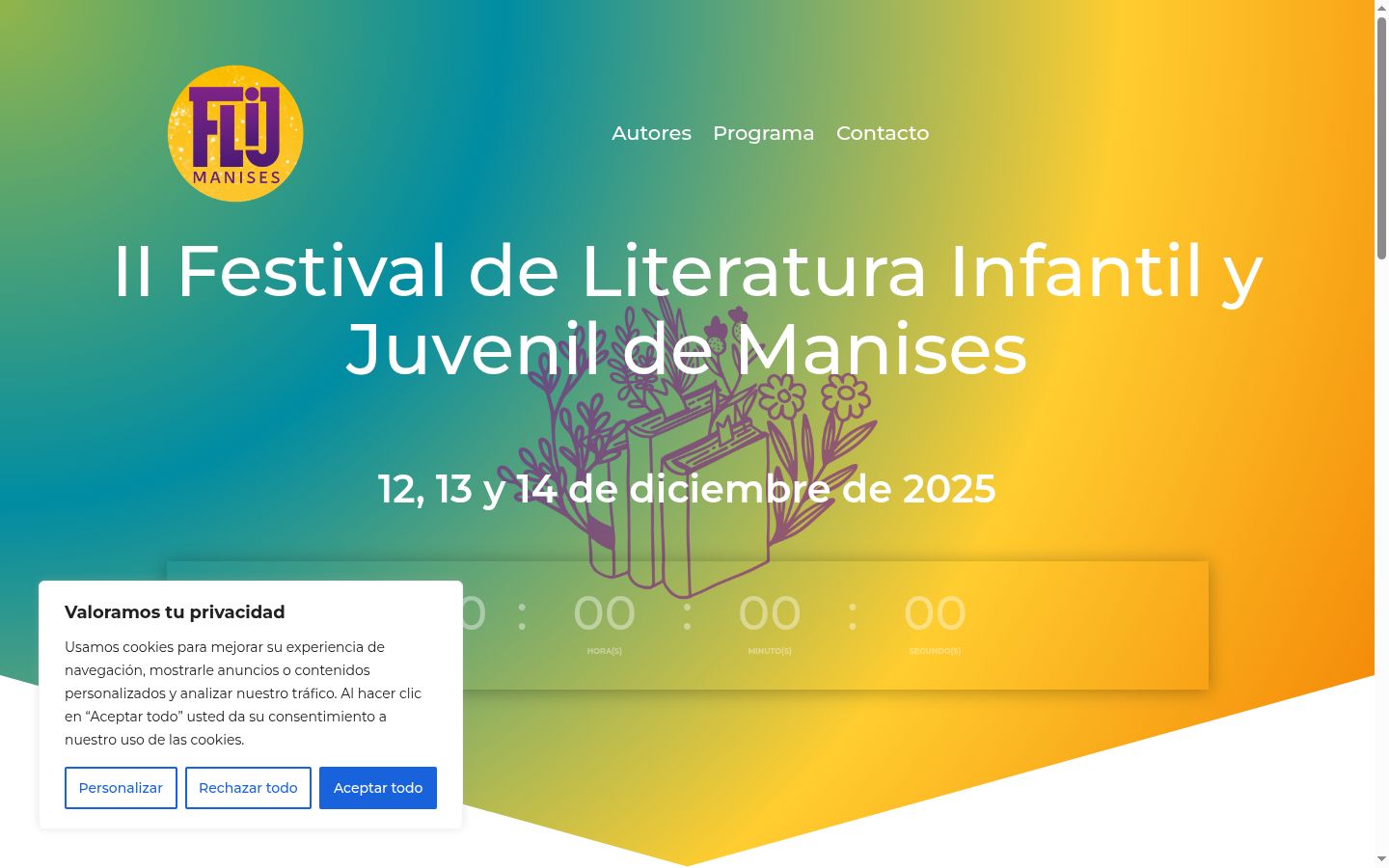 Captura de pantalla del banner de consentimiento mostrado antes de cualquier interacción
