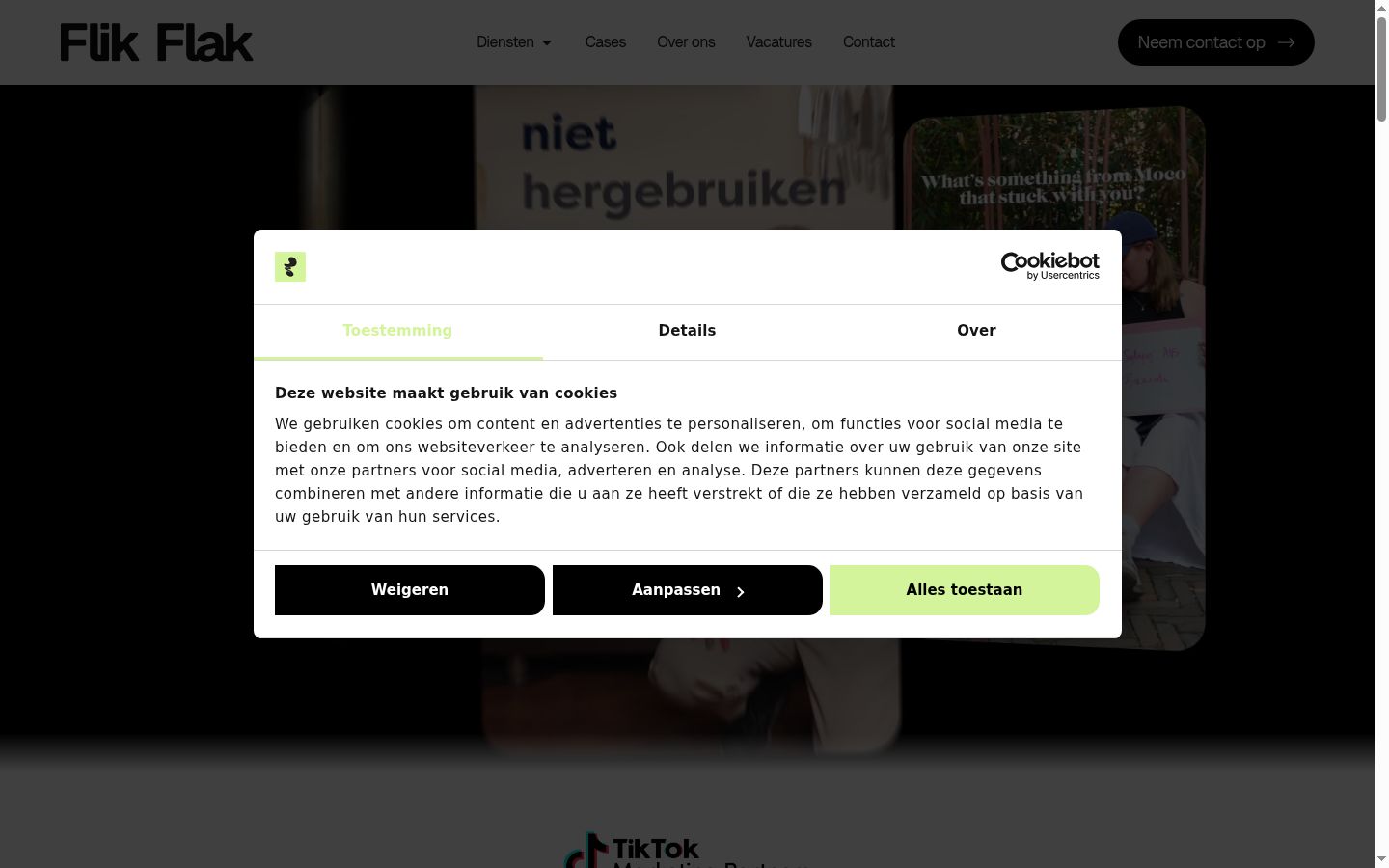 Screenshot des Einwilligungsbanners vor jeglicher Interaktion