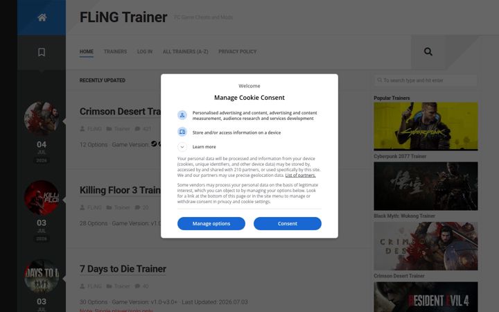 Ekrano kopija flingtrainer.com