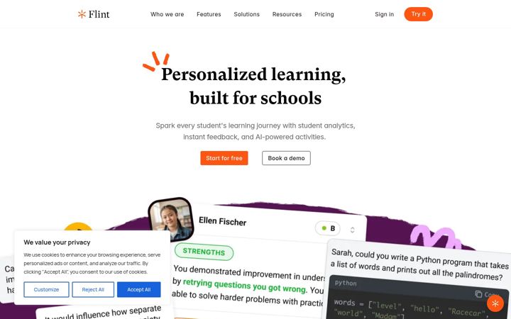 Screenshot of flintk12.com