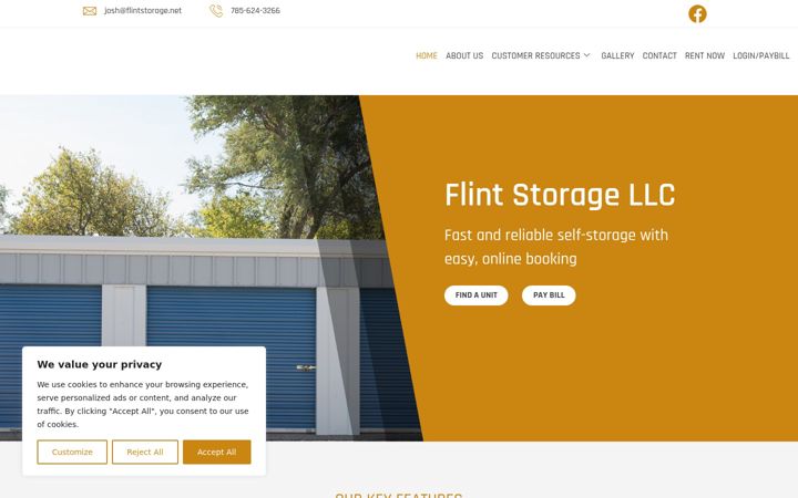 Screenshot of flintstorage.net