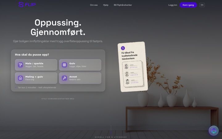 Screenshot of flip.no