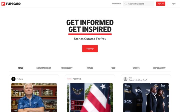 Snimka zaslona za flipboard.com