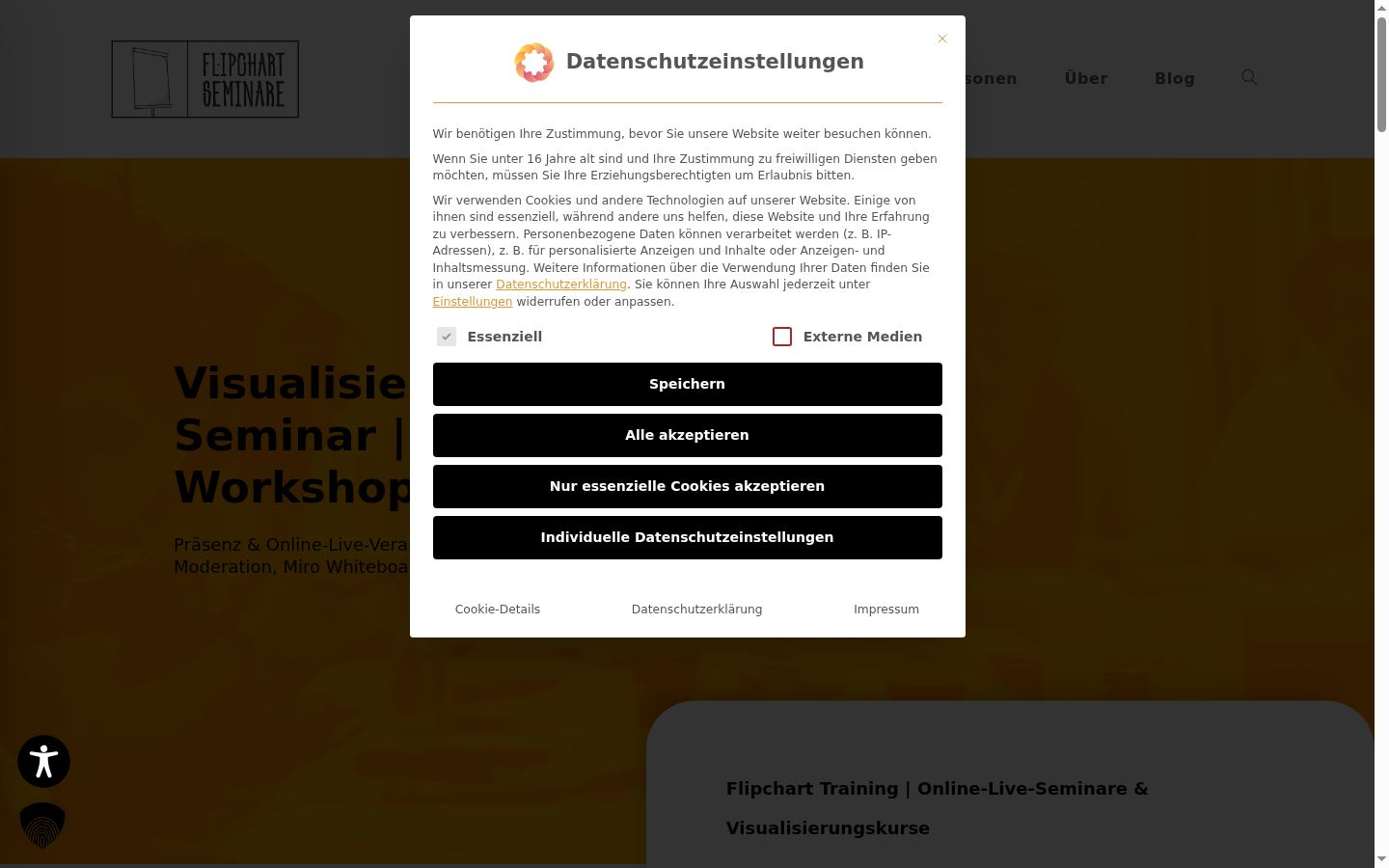 Screenshot del banner di consenso mostrato prima di qualsiasi interazione