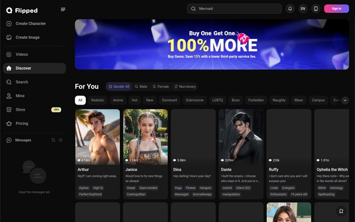 Screenshot of flipped.chat