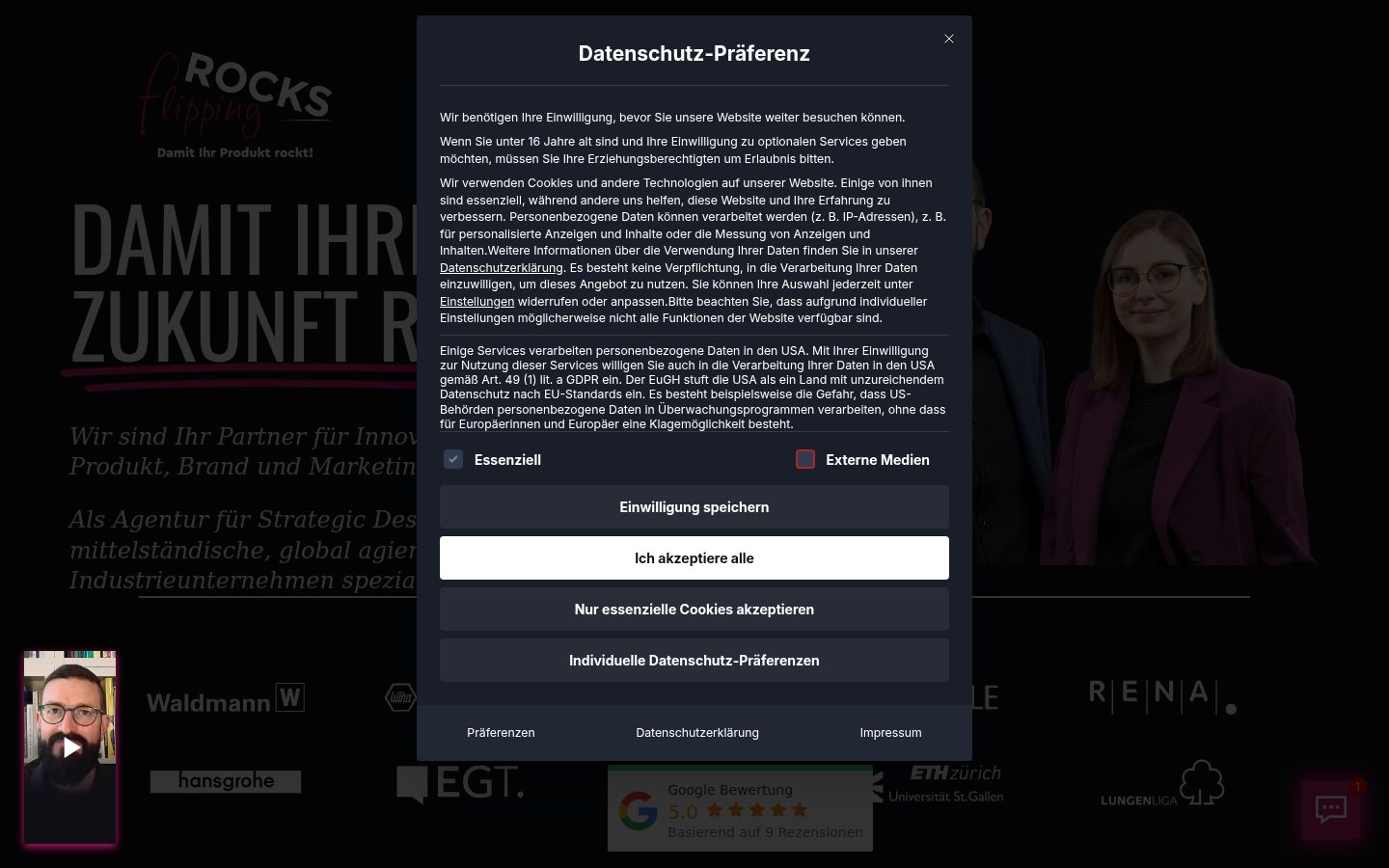 Screenshot del banner di consenso mostrato prima di qualsiasi interazione