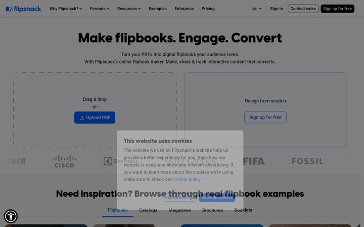 Kuvakaappaus sivustosta flipsnack.com
