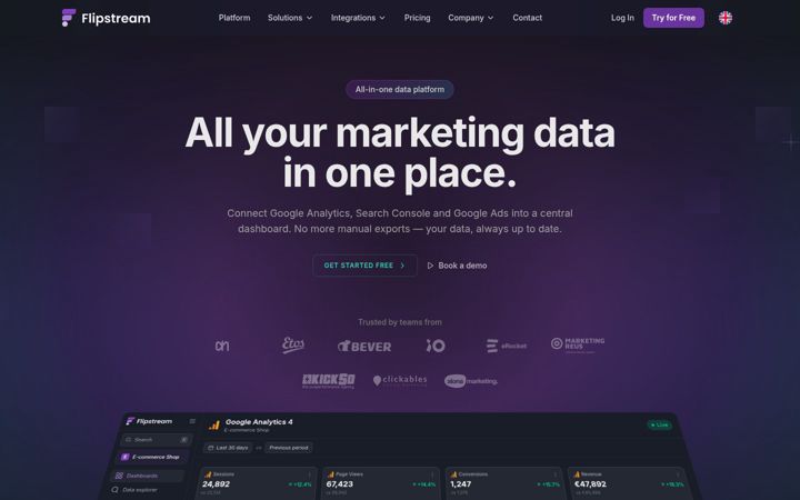 Kuvakaappaus sivustosta flipstream.io