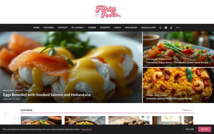 Screenshot of flirtyfoods.com