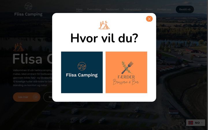 Screenshot of flisacamping.no