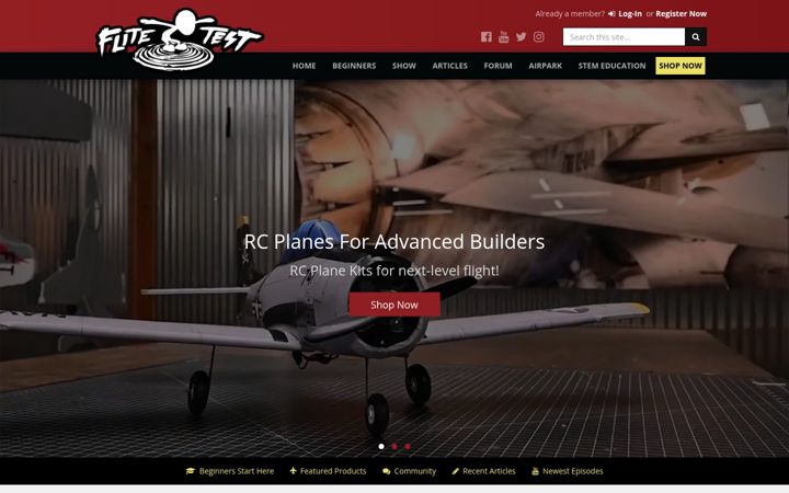 Screenshot of flitetest.com