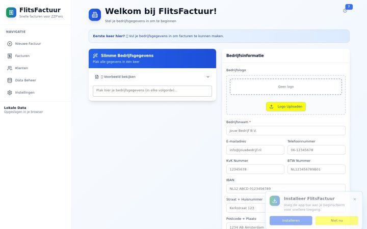 Screenshot of flits-factuur.nl