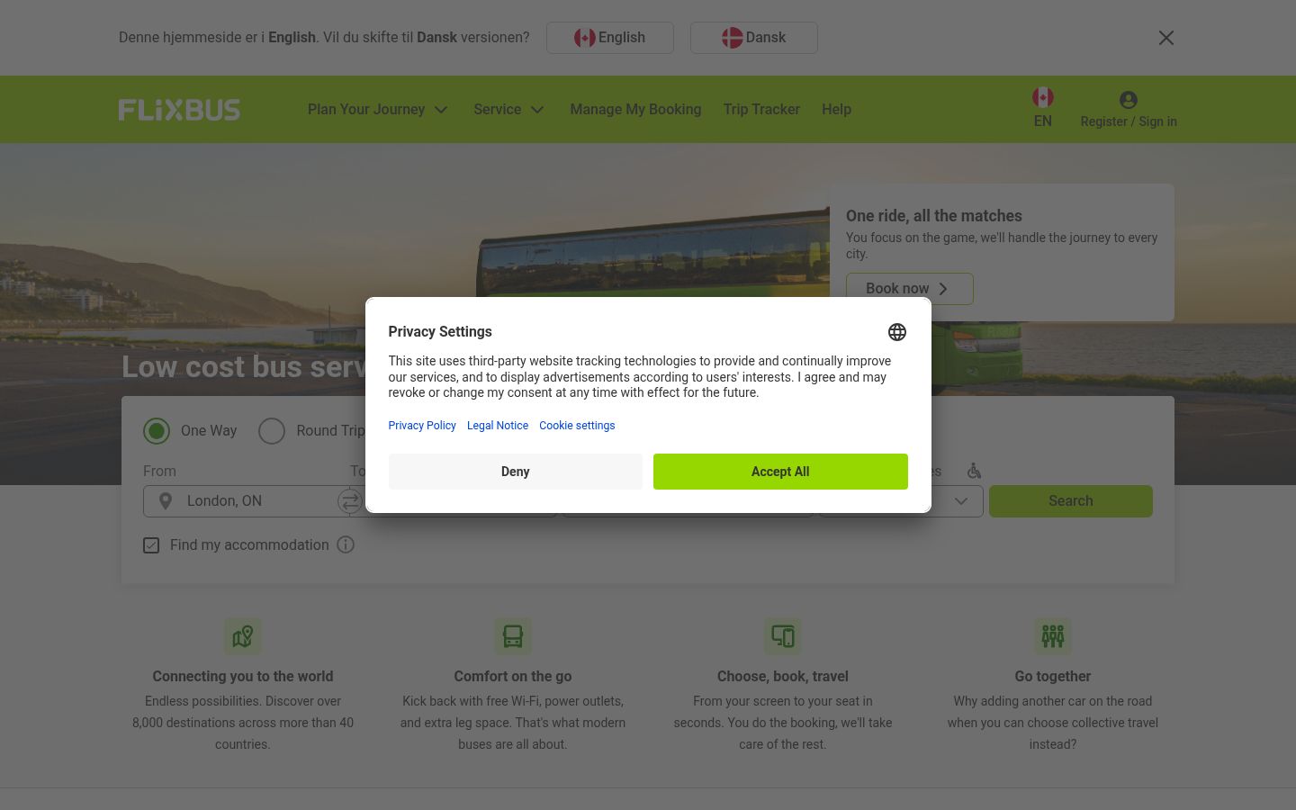 Screenshot of the consent banner shown before any interaction