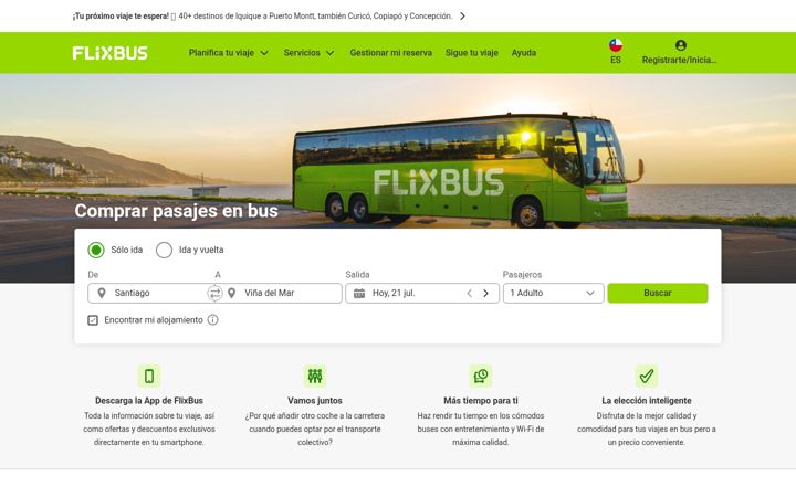 Screenshot of flixbus.cl