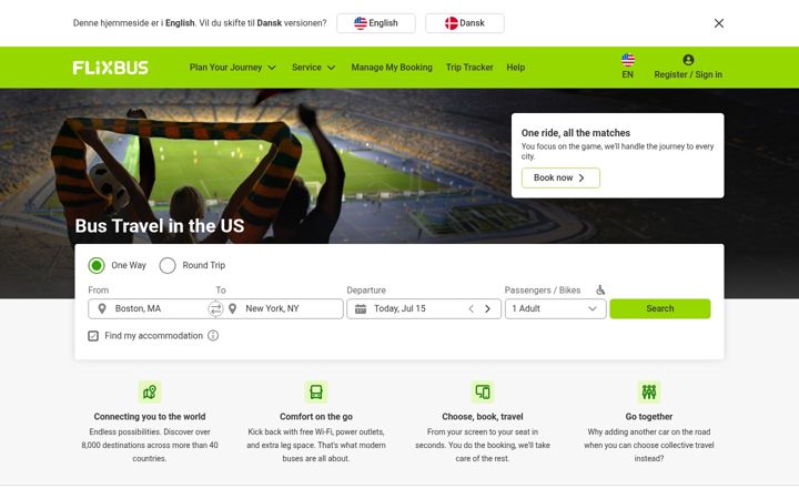 Snímek obrazovky flixbus.com