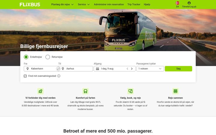 Screenshot of flixbus.dk