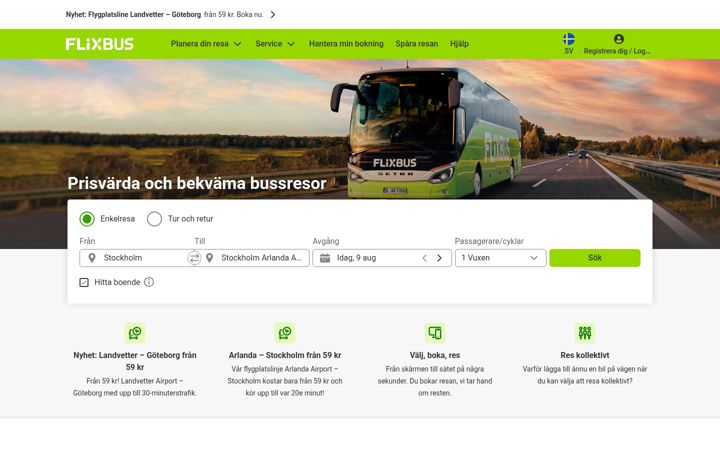 Screenshot of flixbus.se