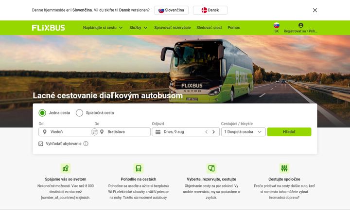 Screenshot of flixbus.sk