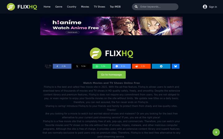 Screenshot of flixhq.one