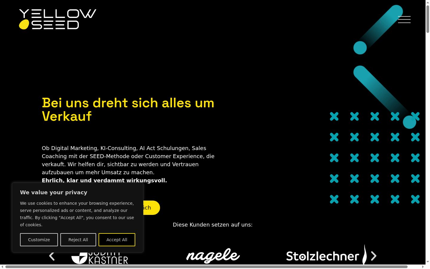 Screenshot des Einwilligungsbanners vor jeglicher Interaktion