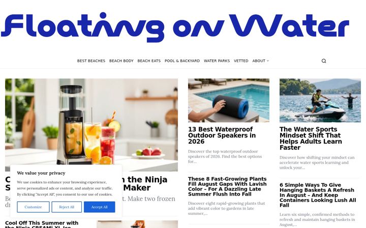 Screenshot of floatingonwater.com
