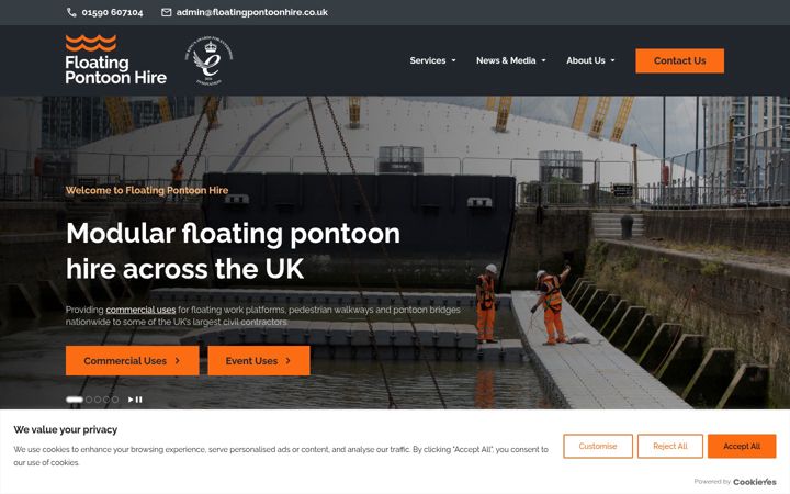 Screenshot of floatingpontoonhire.co.uk