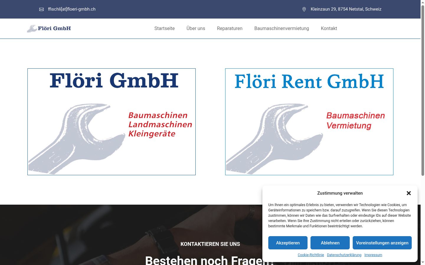 Screenshot des Einwilligungsbanners vor jeglicher Interaktion