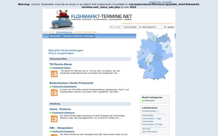Screenshot of flohmarkt-termine.net