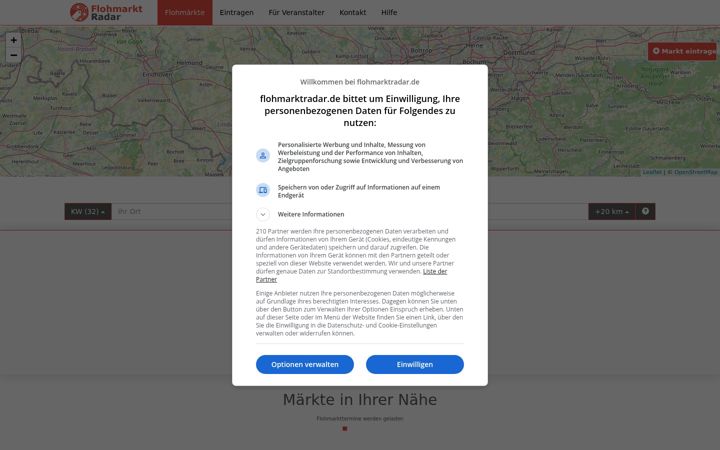 Screenshot of flohmarktradar.de