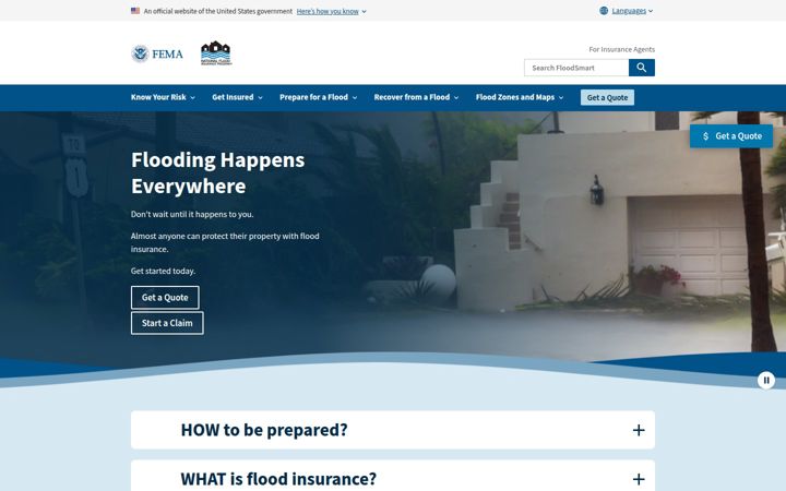 Screenshot of floodsmart.gov