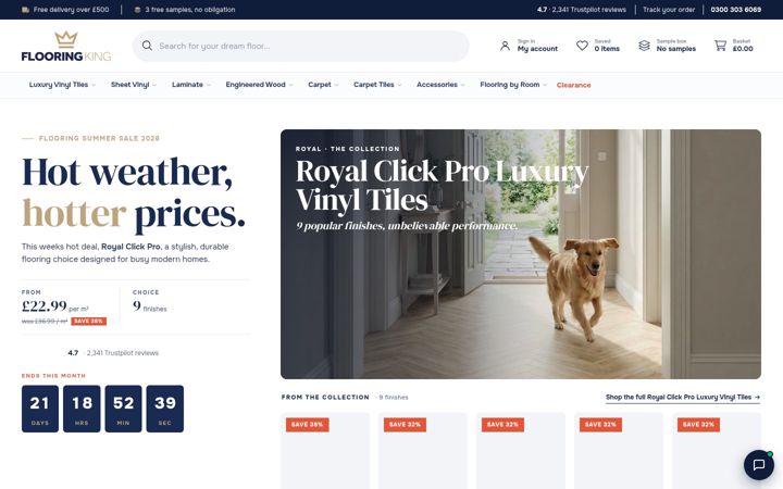Screenshot of flooringking.co.uk