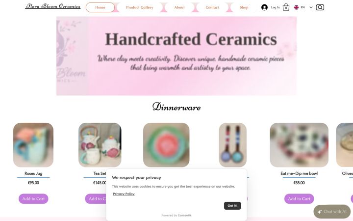 Screenshot of florabloomceramics.com