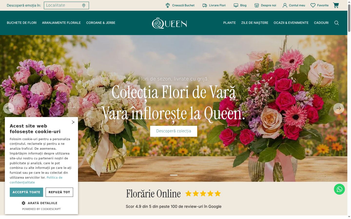 Captura de ecrã do banner de consentimento apresentado antes de qualquer interação