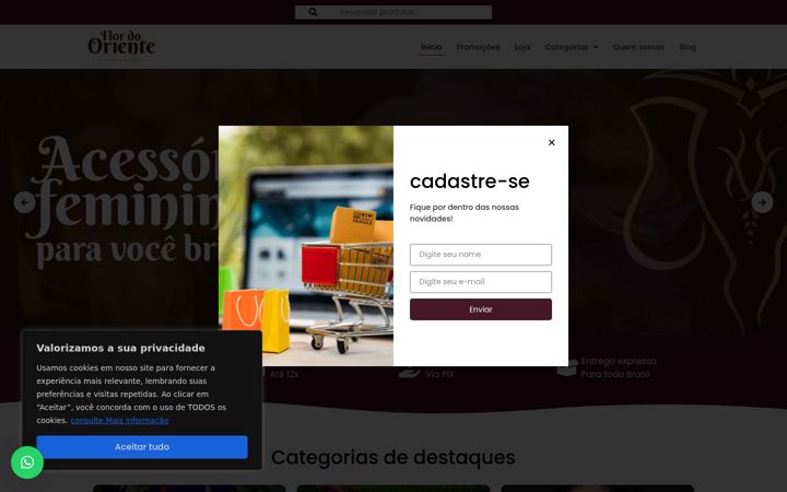 Skärmbild av flordoorienteacessorios.com.br