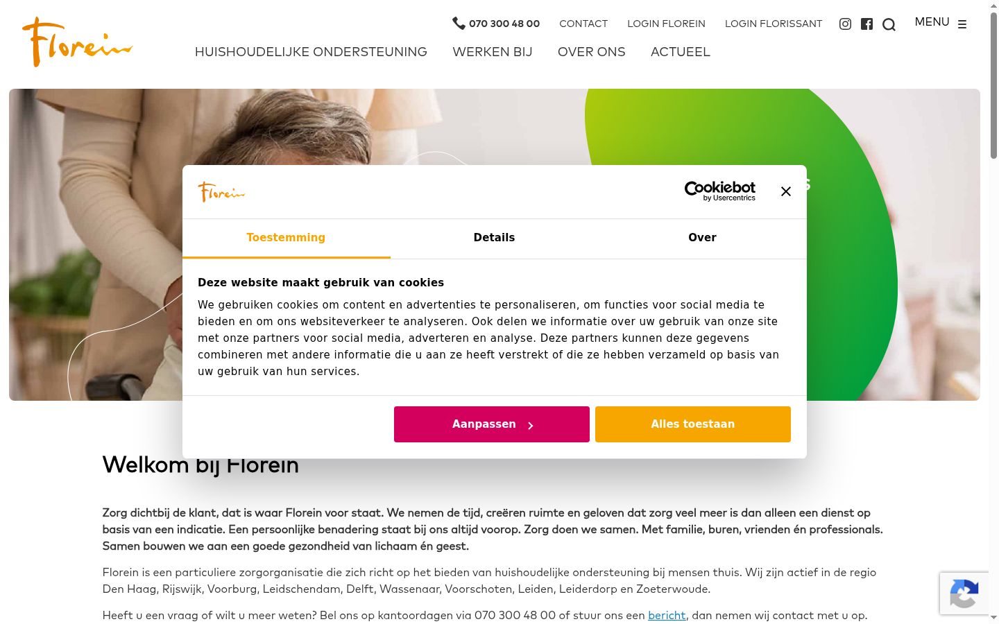 Screenshot van de toestemmingsbanner zoals getoond vóór enige interactie