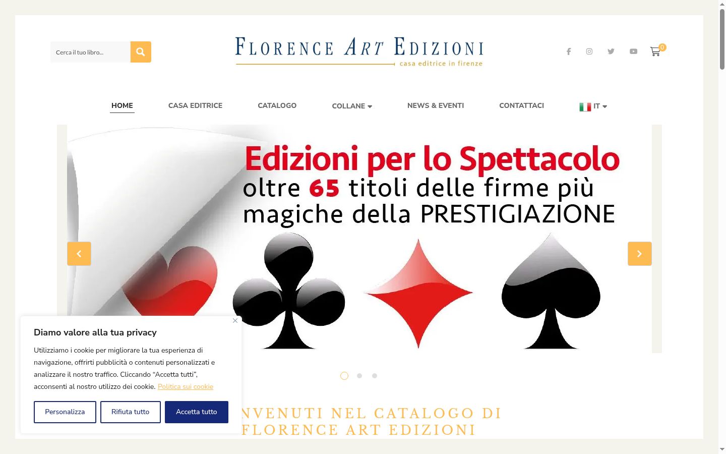 Screenshot del banner di consenso mostrato prima di qualsiasi interazione