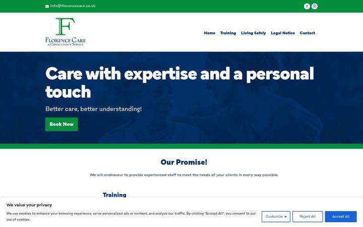 Screenshot of florencecare.co.uk