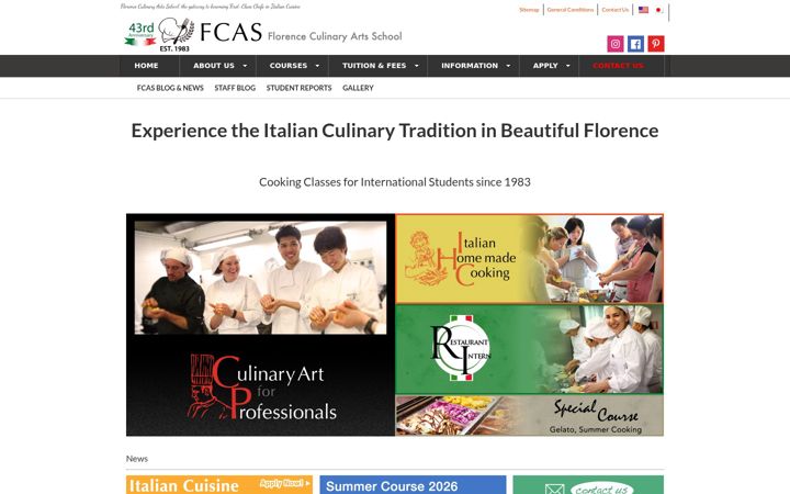 Screenshot of florenceculinaryschool.com