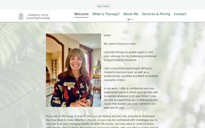 Screenshot of florencelittlepsychology.com