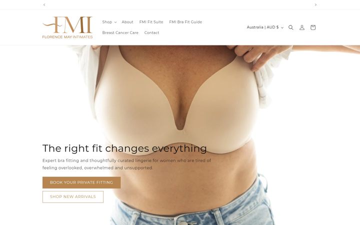 Snímek obrazovky florencemayintimates.com.au