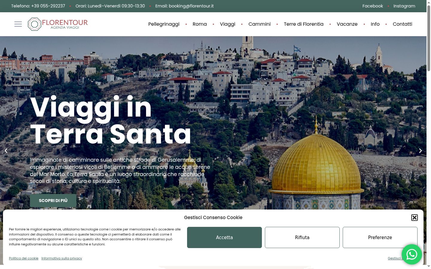 Screenshot del banner di consenso mostrato prima di qualsiasi interazione