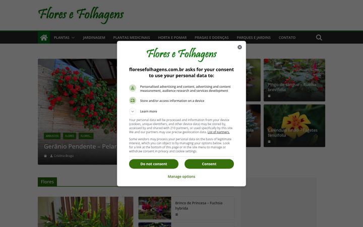 Screenshot of floresefolhagens.com.br