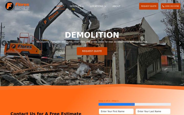 Screenshot of floresexcavationdemolition.com