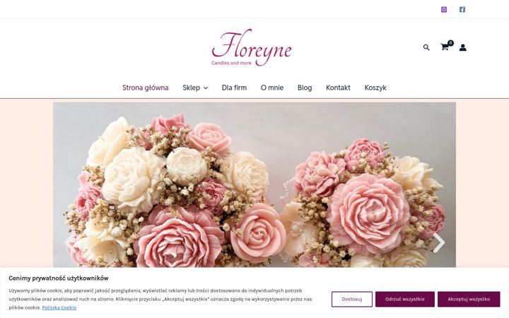 Screenshot of floreynecandles.com