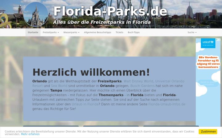 Snímek obrazovky florida-parks.de