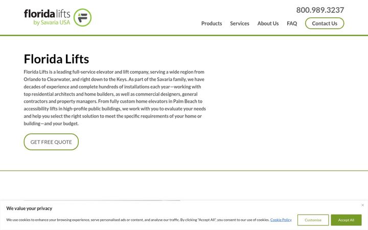 Screenshot of floridalifts.com
