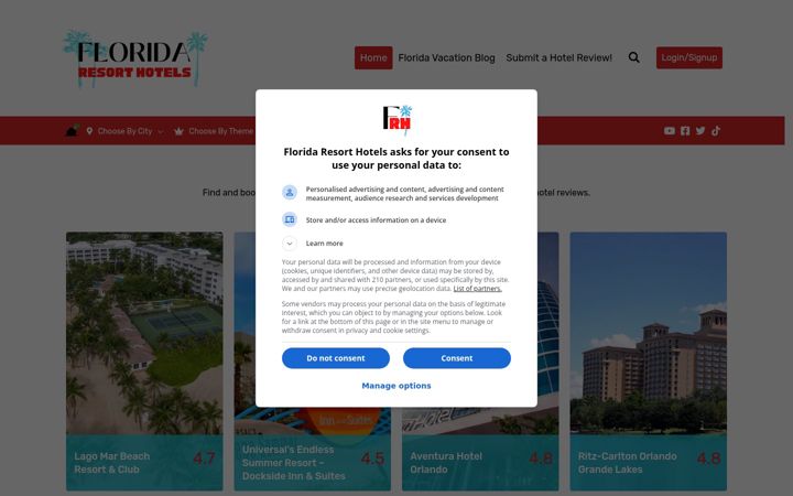 Screenshot of floridaresorthotels.com