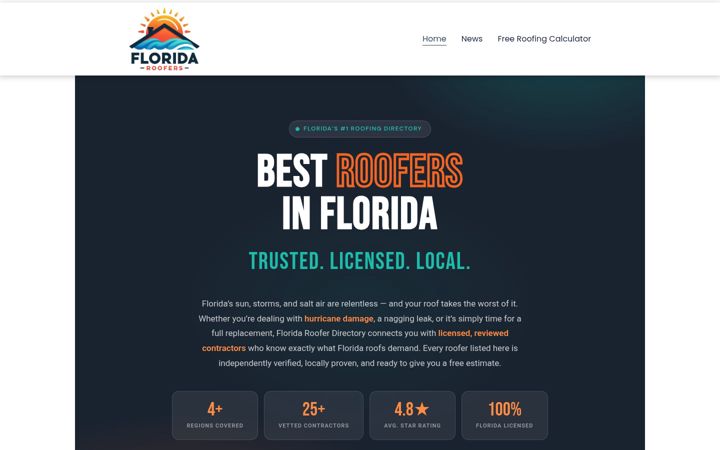 Screenshot of floridaroofers.org